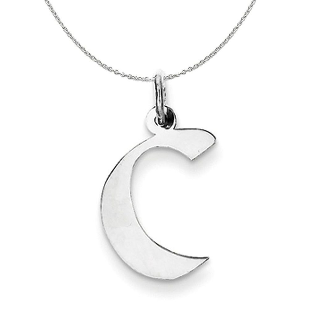 Silver Karlie Collection Block Initial Charm Letter C Necklace - 20 In
